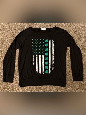 For G and PL Black Crewneck Long Sleeved Tee - Simple Logo Detail